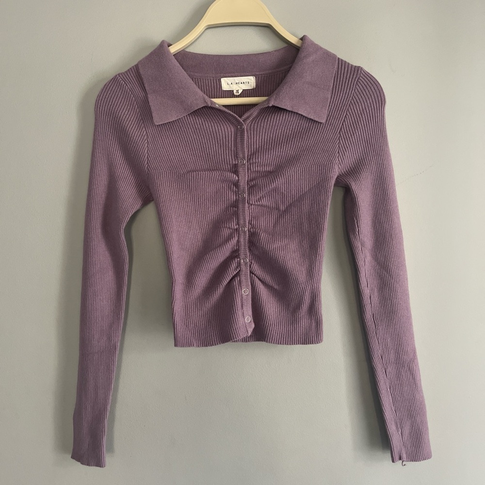 Pacsun purple long sleeve polo sweater